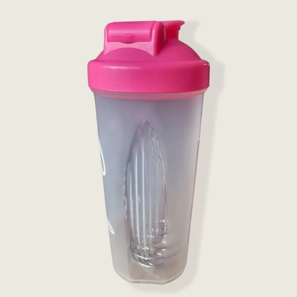 Personalised Drinks Bottle Protein Shaker Pink Lid White Vinyl Decal 650ml - Picture 5 of 10